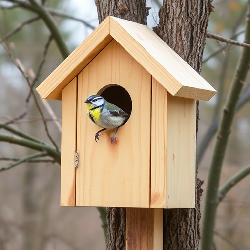 Rustic bird box with roof shingles