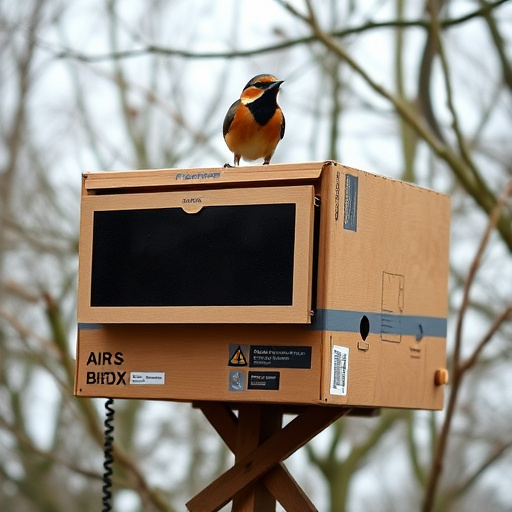 Rustic bird box with roof shingles