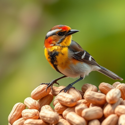 Rustic container filled with bird peanuts