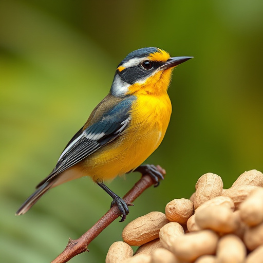 Rustic container filled with bird peanuts
