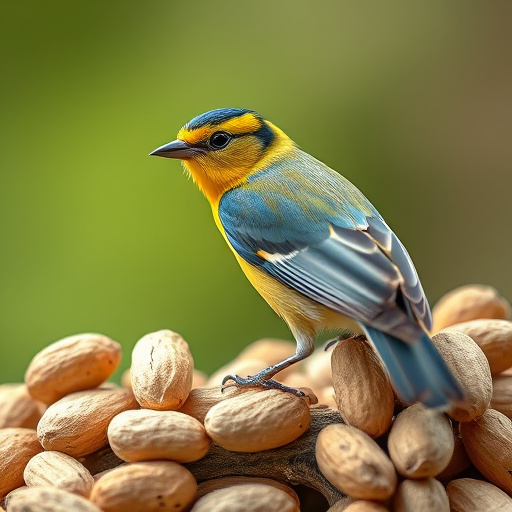 Rustic container filled with bird peanuts