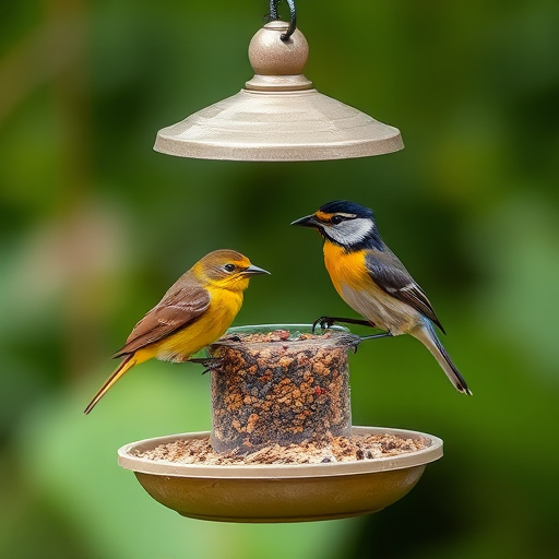 Seed-filled tray for ground-feeding birds