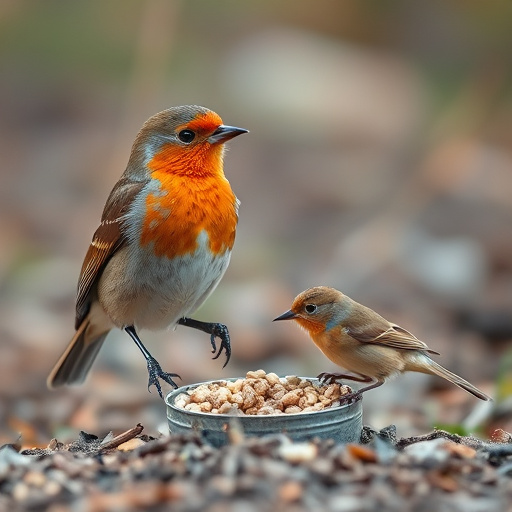 Seed-filled tray for ground-feeding birds