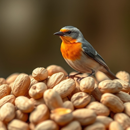 Selection of bird peanuts in bags