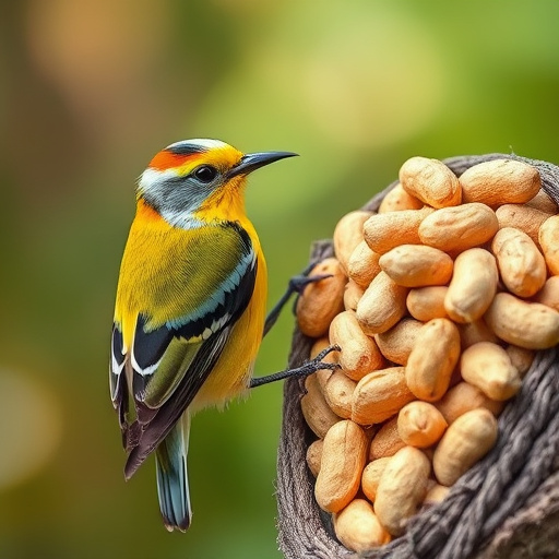 Selection of bird peanuts in bags