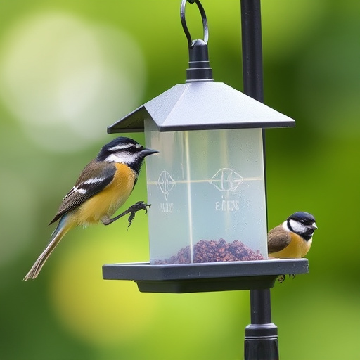 Small bird feeding platform with seed tray