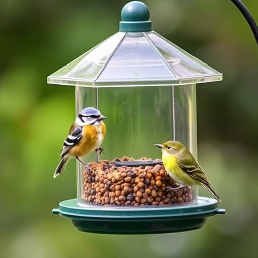 Small bird feeding platform with seed tray