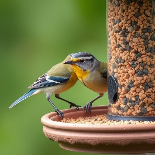 Small bird seed feeder with pigeon guard