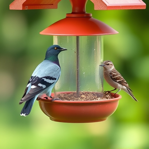 Small bird seed feeder with pigeon guard