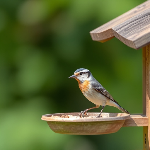 Small birds drinking from birdbath