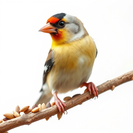 Small birds eating seed from tray