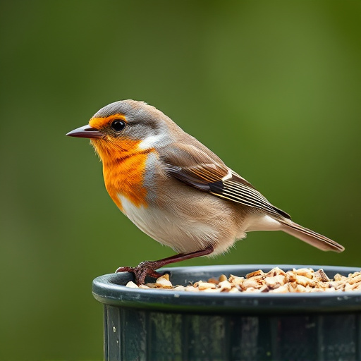 Small birds feeding from specialized feeder