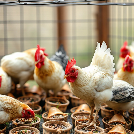Small birds feeding in wire cage feeder