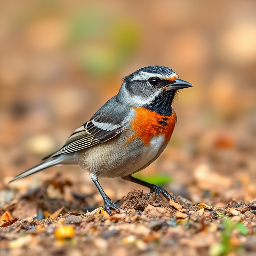 Small birds feeding on ground feeder