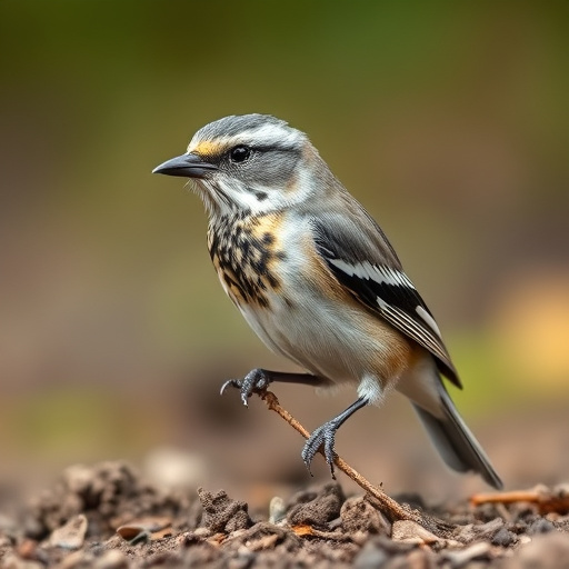 Small birds feeding on ground feeder