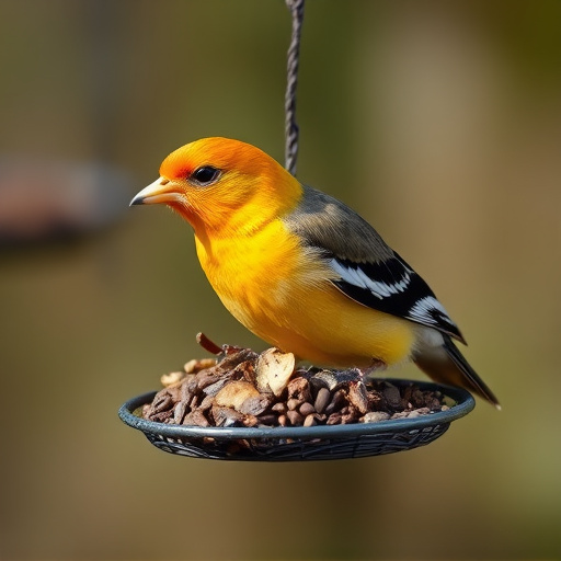 Small birds feeding on sunflower hearts