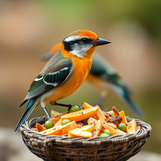 Small birds feeding on sunflower hearts