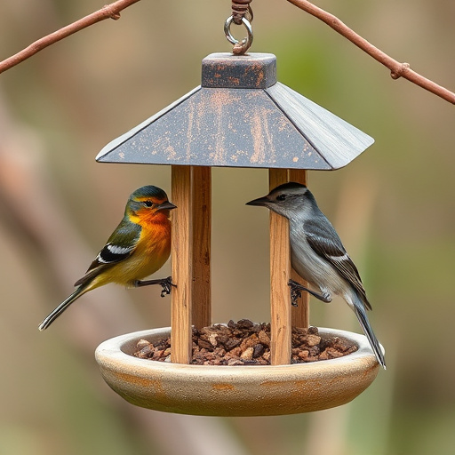 Small birds feeding on sunflower hearts