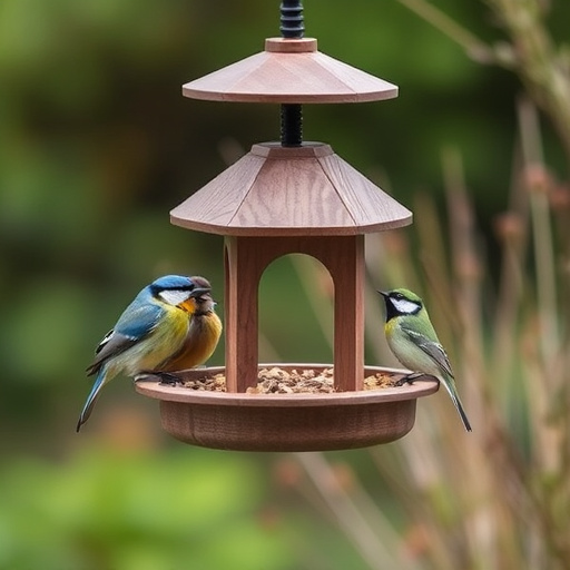 Small birds feeding on sunflower hearts
