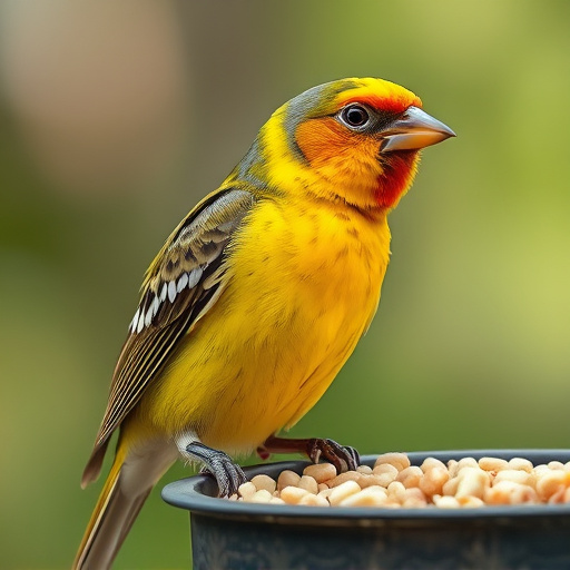 Small birds feeding on sunflower hearts