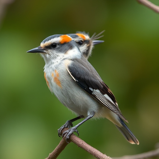 Small birds feeding on wooden station