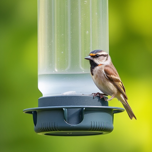 Small birds feeding on wooden station