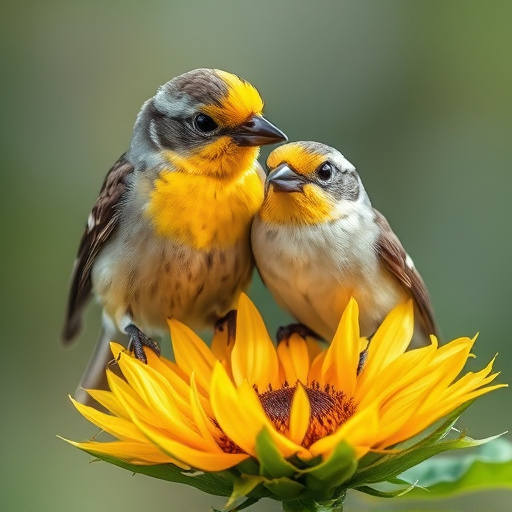 Small garden birds eating sunflower hearts