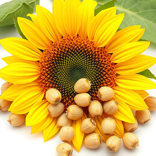 Small garden birds eating sunflower hearts