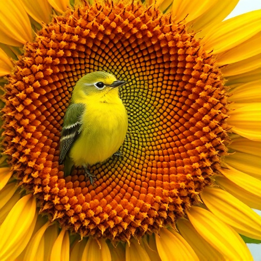 Small garden birds eating sunflower hearts