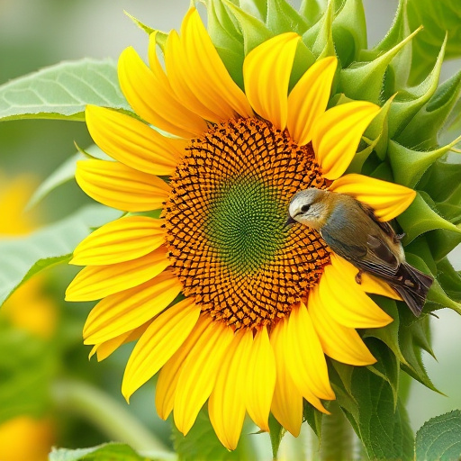 Small garden birds eating sunflower hearts