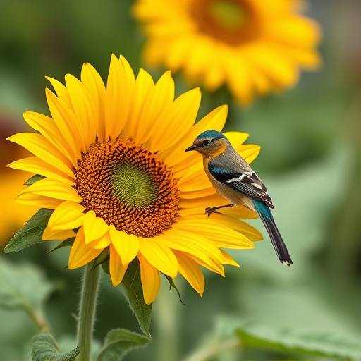 Small garden birds eating sunflower hearts
