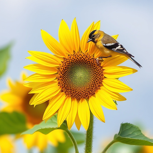 Small garden birds eating sunflower hearts