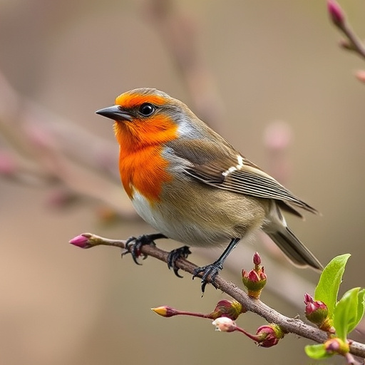 Spring garden birds eating fruit slices