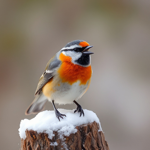 Spring garden birds eating fruit slices