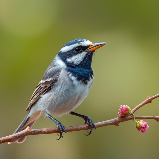 Spring garden birds eating fruit slices