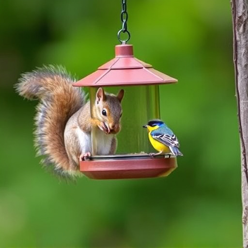 Squirrel-proof feeder with seed compartment