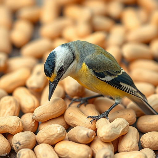 Squirrel-proof peanut feeder hanging in garden