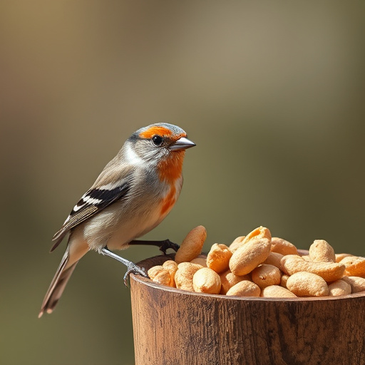 Squirrel-proof peanut feeder hanging in garden