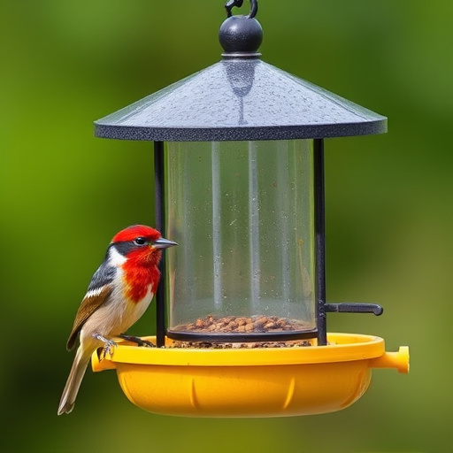 Sturdy feeder mounted on pole guard