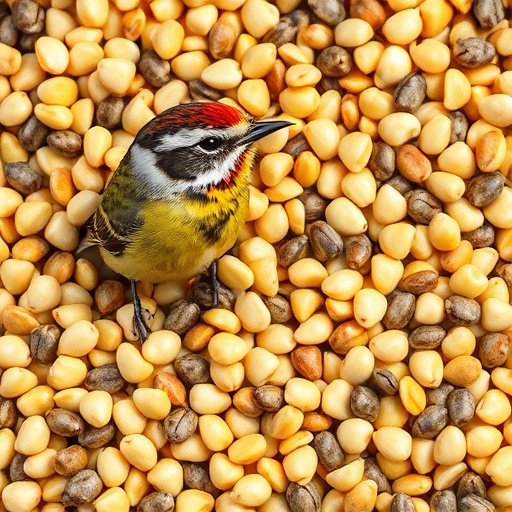 Sunflower hearts in clear plastic bird feeder