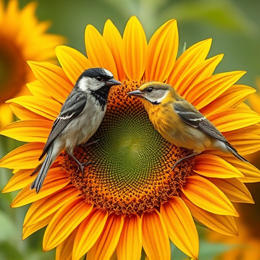 Sunflower hearts in clear plastic bird feeder