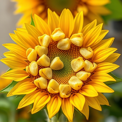 Sunflower hearts in clear plastic bird feeder