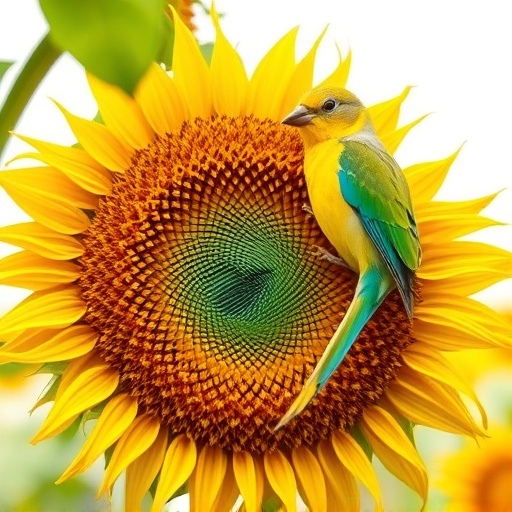 Sunflower hearts in clear plastic bird feeder