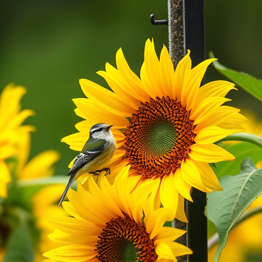 Sunflower hearts poured into bird table tray