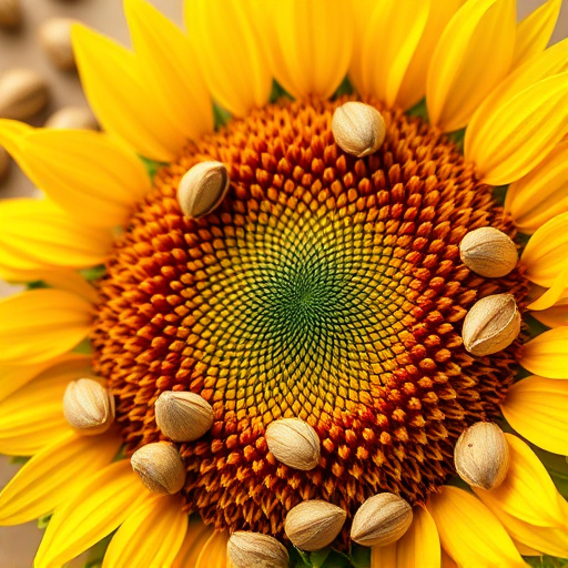 Sunflower hearts scattered on garden table