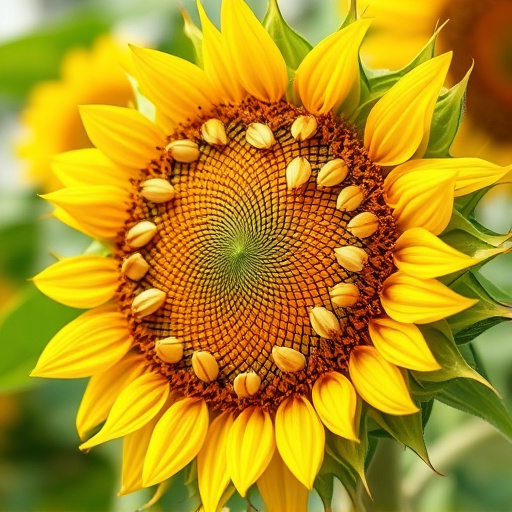 Sunflower hearts scattered on garden table