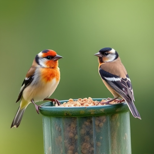 Suspended feeder filled with wriggly treats