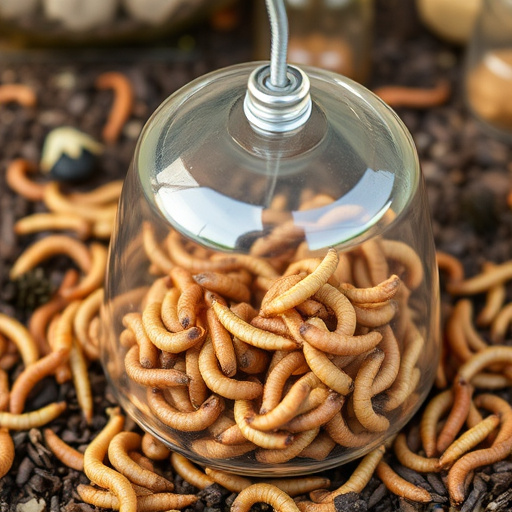 Suspended feeder filled with wriggly treats