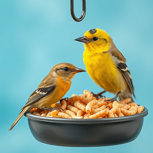 Suspended feeder filled with wriggly treats