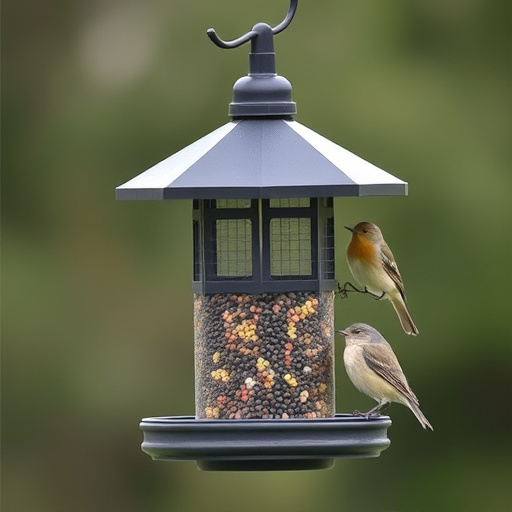 Traditional wooden bird feeder with base